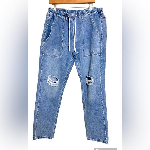 Wide Leg Jeans sz 2XL elastic waist pull on plus size - Picture 1 of 11